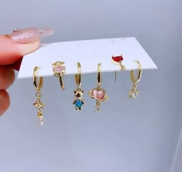 Ayıcık Figürlü 6'lı Küpe Set