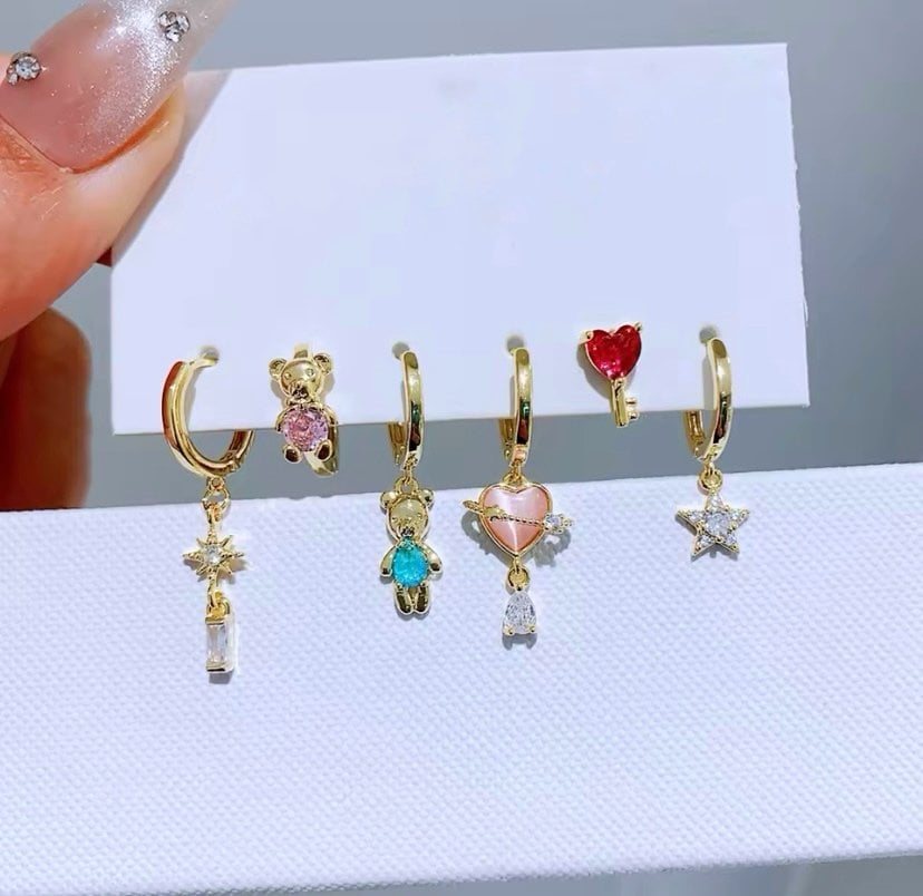 Ayıcık Figürlü 6'lı Küpe Set