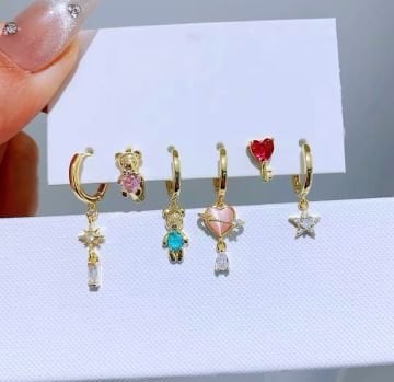 Ayıcık Figürlü 6'lı Küpe Set