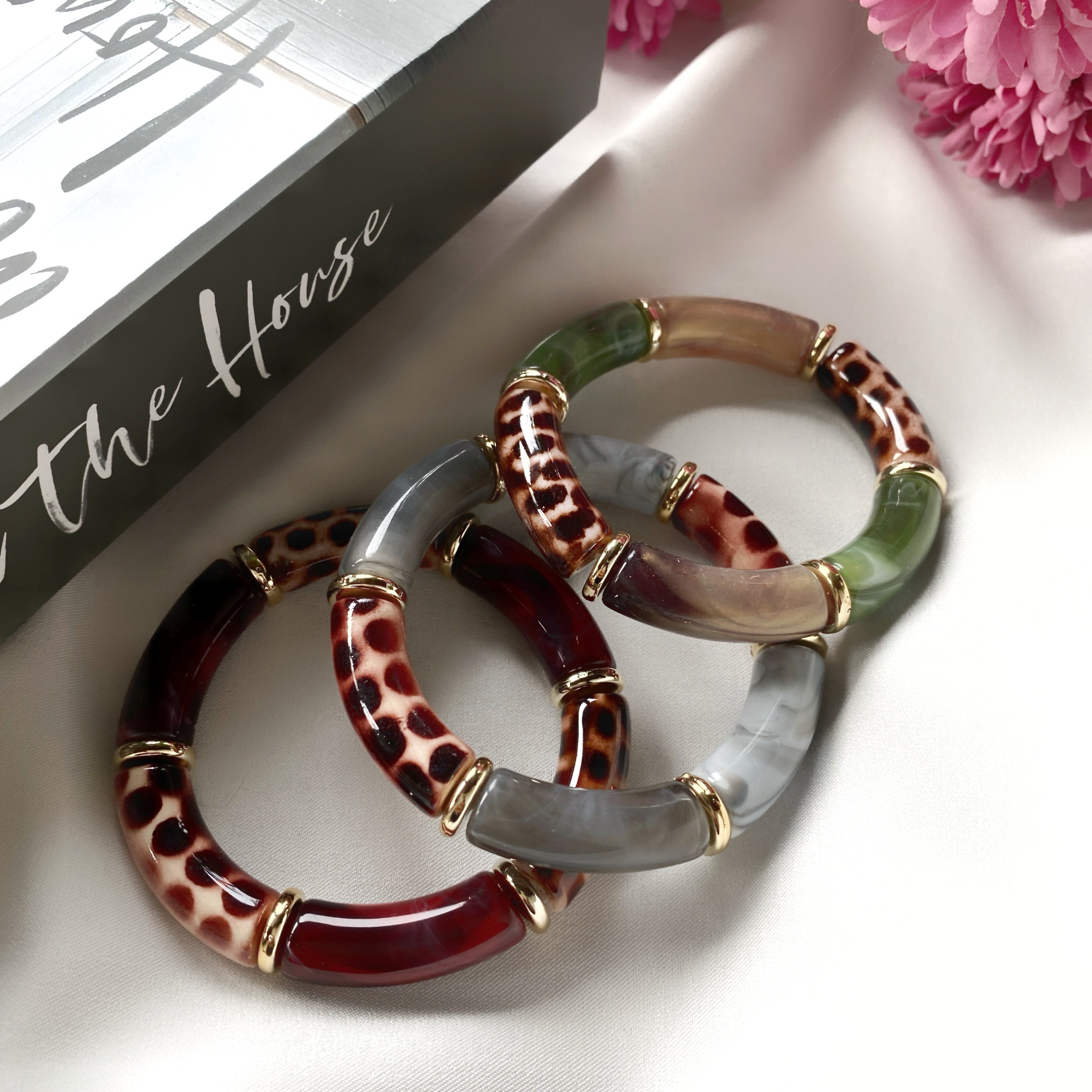 Renkli Leopar Desenli Kemik Bileklik