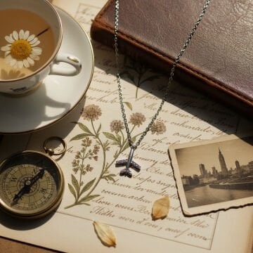 Uçak Figürlü Gümüş Kolye