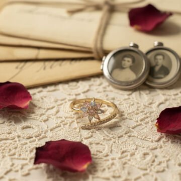 Renkli Taşlı Çiçek Yüzük