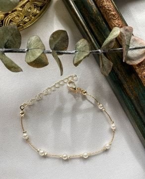 Zarif İnci Tasarım Gold Bileklik