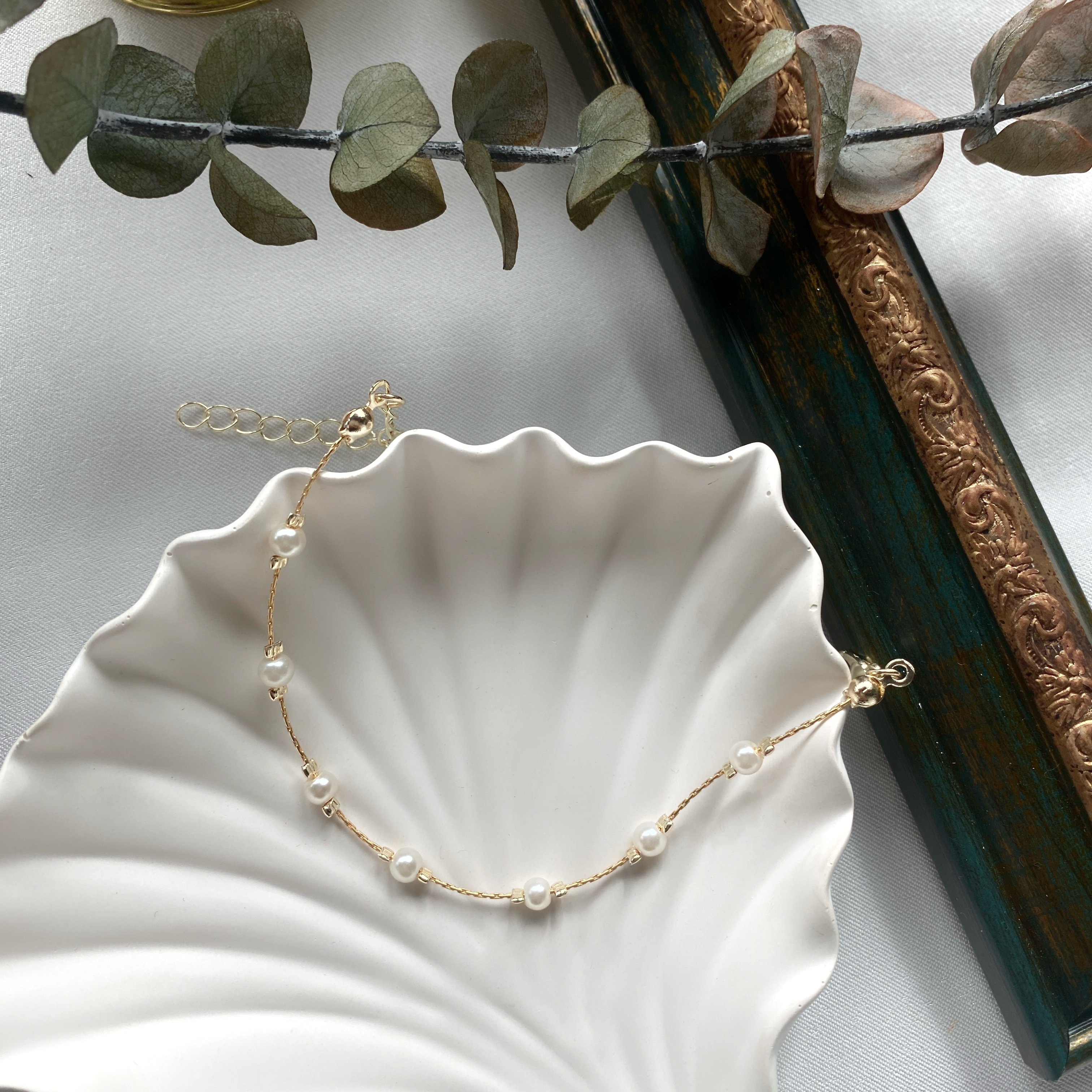 Zarif İnci Tasarım Gold Bileklik