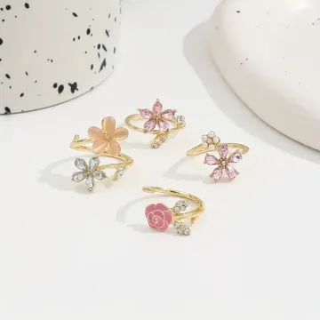 4'lü Vintage Çiçek Yüzük Set