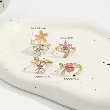 4'lü Vintage Çiçek Yüzük Set