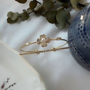 İnci Tasarım Çiçek Figürlü Halka Bileklik
