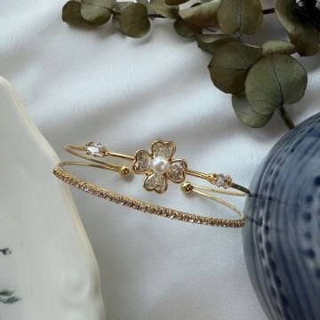 İnci Tasarım Çiçek Figürlü Halka Bileklik