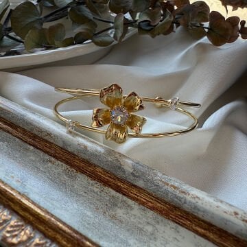 Gold Çiçek Tasarım Halka Bileklik