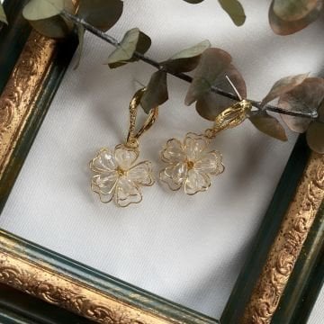 Vintage Gold Tasarım Çiçek Küpe