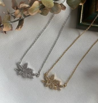 Taşlı Yaprak Çelik Kolye