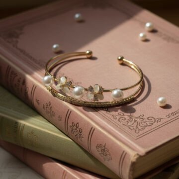 İnci Detaylı Çiçek Halka Bileklik