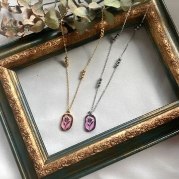 Vintage Pinky Rose Çelik Kolye