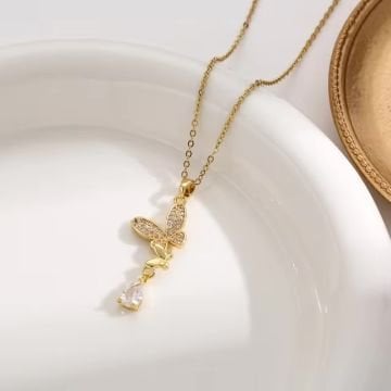 Gold Kelebek Kolye