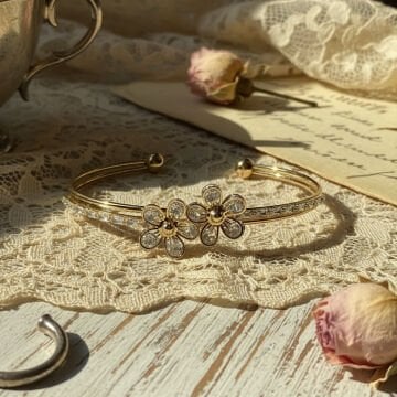 Taş Detaylı Çiçek Halka Bileklik