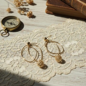 Gold Geometrik Tasarım Küpe