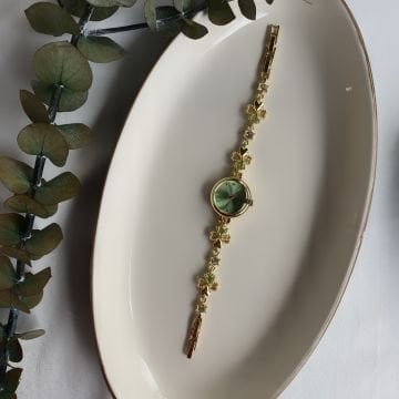 Vintage Renkli Çiçek Tasarım Saat