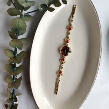 Vintage Renkli Çiçek Tasarım Saat