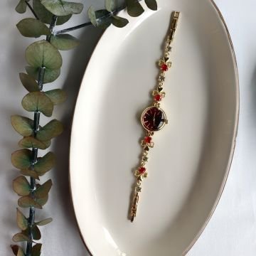 Vintage Renkli Çiçek Tasarım Saat