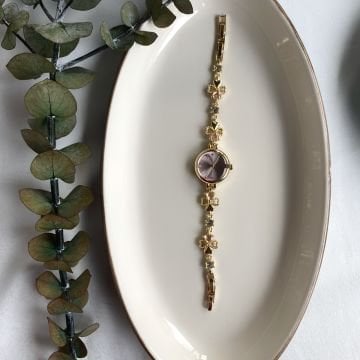 Vintage Renkli Çiçek Tasarım Saat