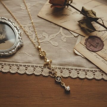 Gezegen Çiçek ve Kalp Detaylı Çelik Kolye