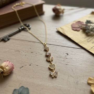 Anka Kuşu Kalp ve Kelebek Detaylı Çelik Kolye