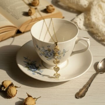 Anka Kuşu Kalp ve Kelebek Detaylı Çelik Kolye