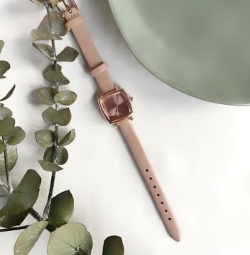 Vintage Minimal Tasarım Somon Renk Saat