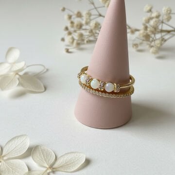 Opal Taşlı Çift Katmanlı Vintage Yüzük