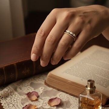 Opal Taşlı Çift Katmanlı Vintage Yüzük