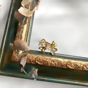 İnci Detaylı Vintage Fiyonk Çelik Yüzük