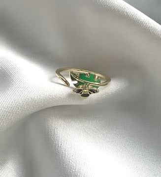 Arı Figürlü Yaprak Tasarım Yüzük