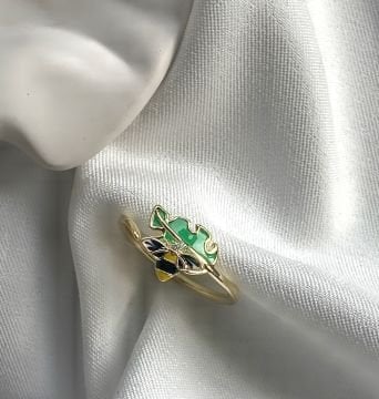 Arı Figürlü Yaprak Tasarım Yüzük