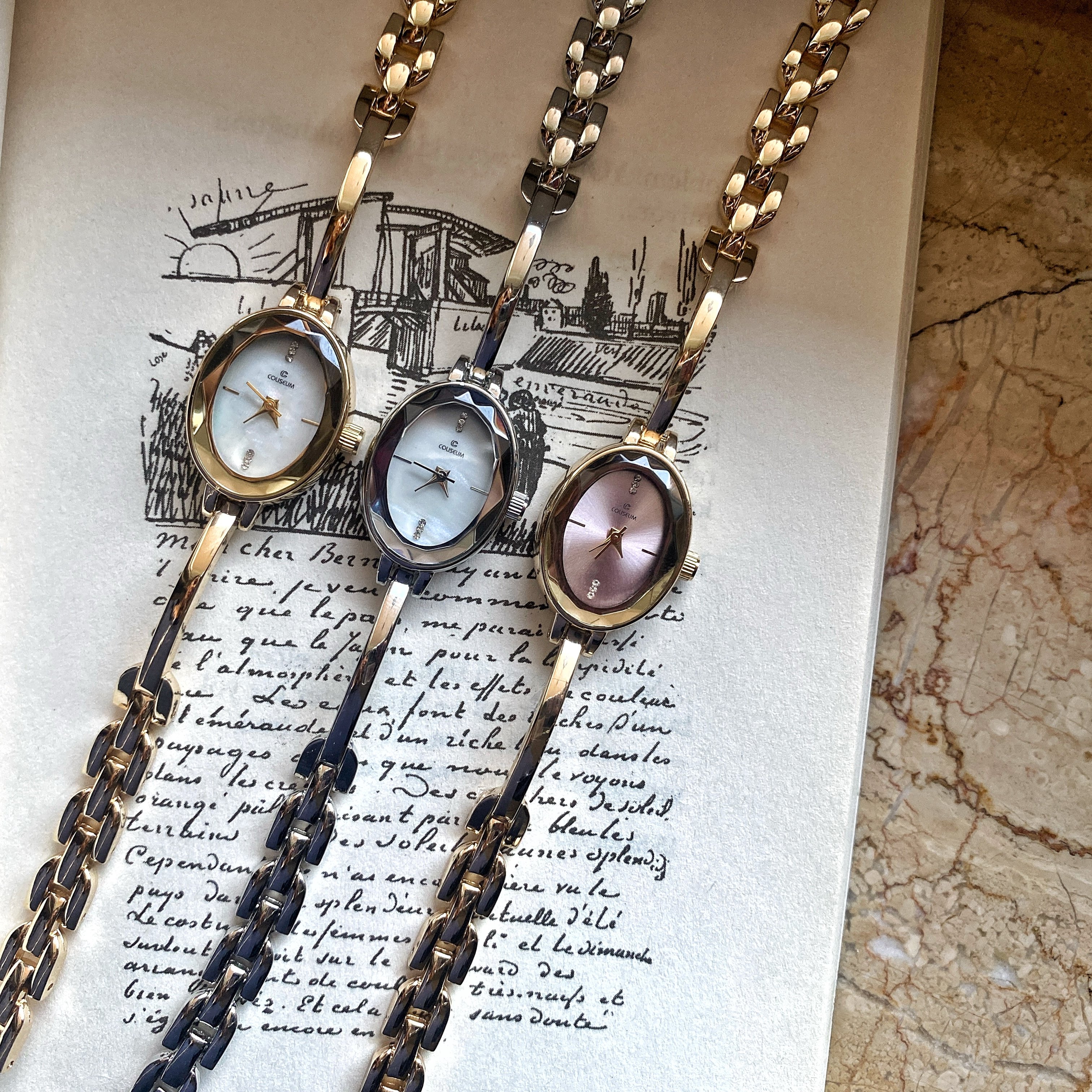 Vintage Oval Tasarım Kelepçe Kordon Saat