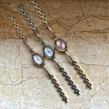Vintage Oval Tasarım Kelepçe Kordon Saat Silver