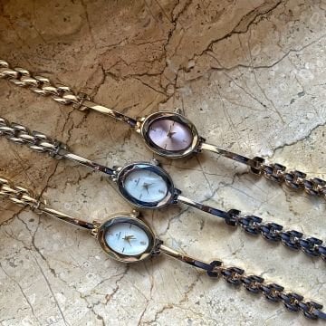 Vintage Oval Tasarım Kelepçe Kordon Saat Silver