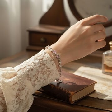 Çiçek Detaylı Kurdele Vintage Bileklikler