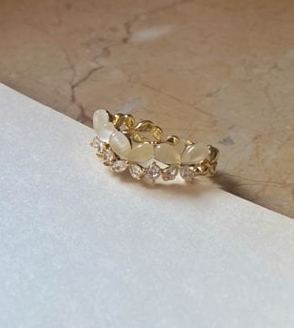 Zirkon Taşlı Beyaz Mineli Kelebek Tasarım Yüzük