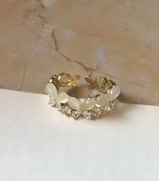 Zirkon Taşlı Beyaz Mineli Kelebek Tasarım Yüzük