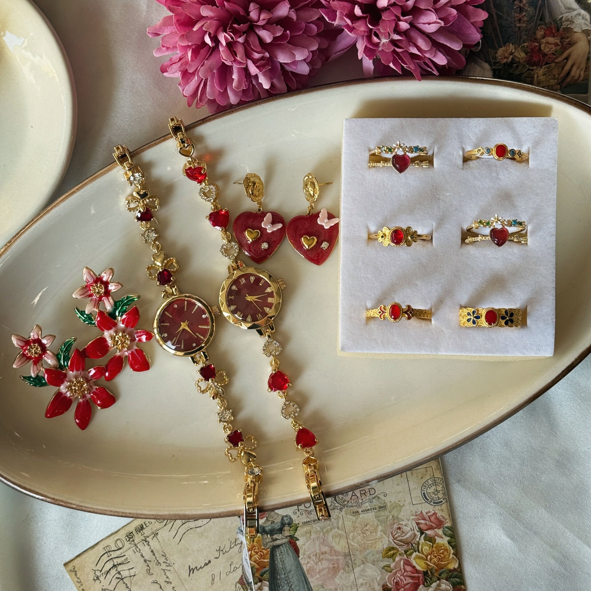 All about Love Küpe Yüzük ve Saat Set