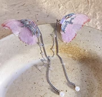 Pembe Kelebek Küpe
