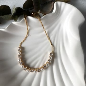 Kristal Taş ve İnci Tasarım Vintage Bileklik