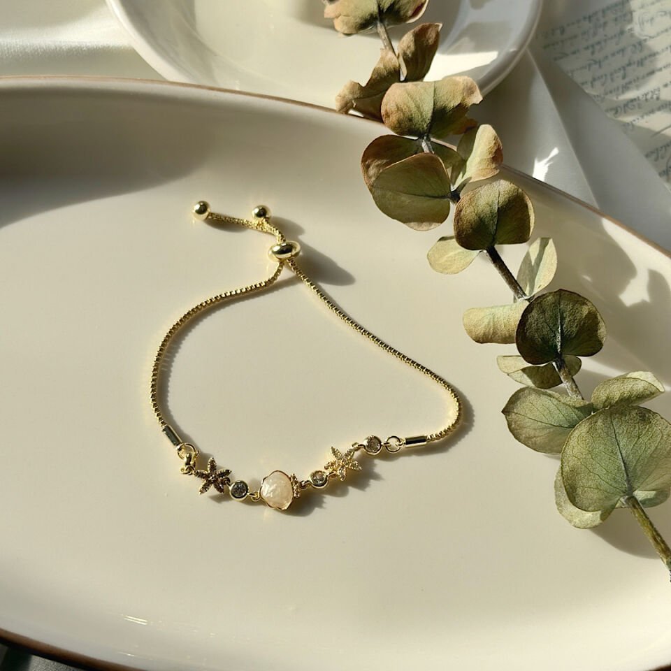 Deniz Kabuğu Tasarım Gold Bileklik