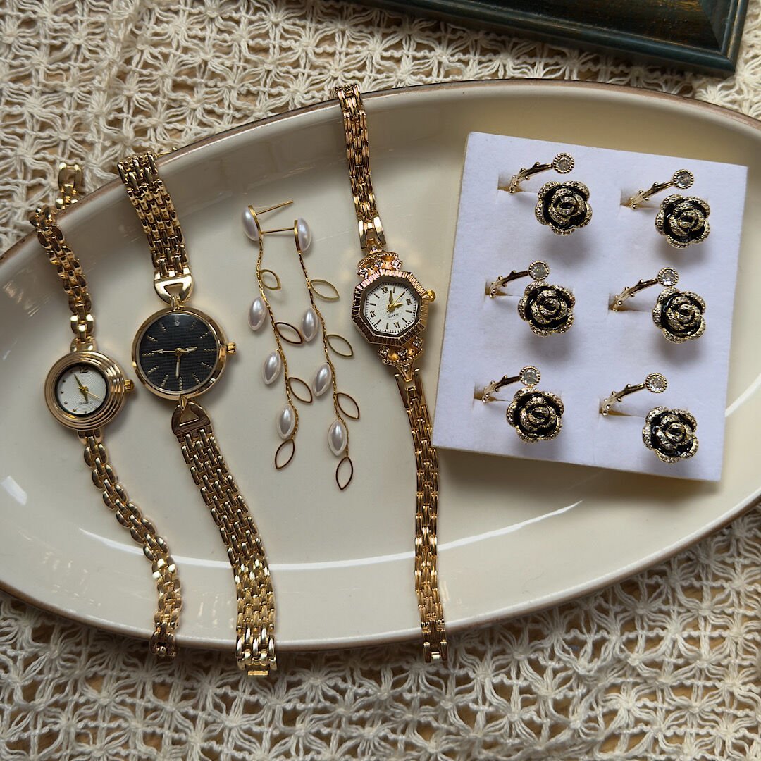 Siyah Gül İnci ve Saat Set