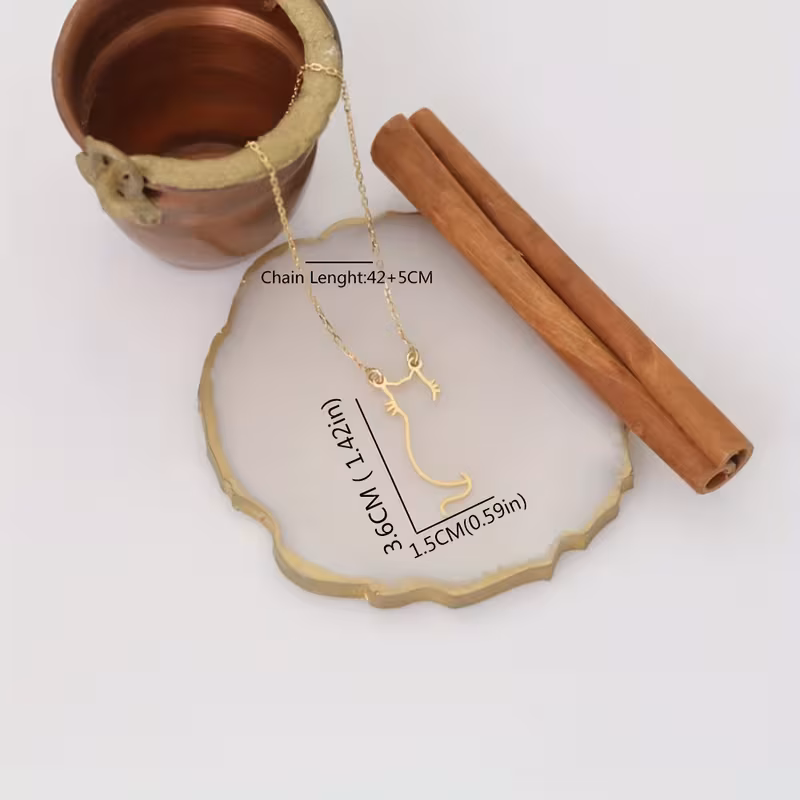 Kedi Tasarım Çelik Kolye