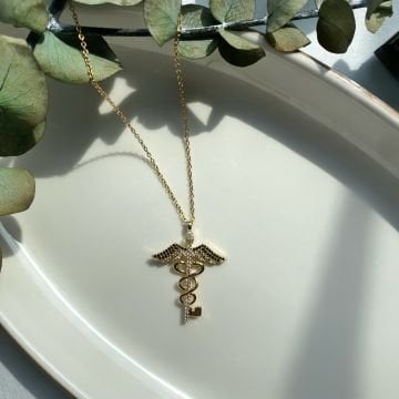 Tıp Sembolü Tasarım Çelik Kolye