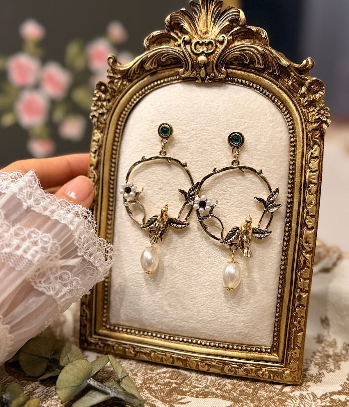 Vintage Kuş Tasarım Küpe