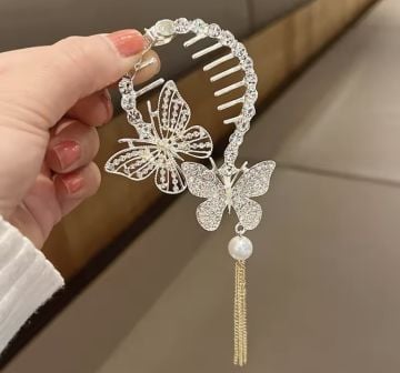 Kristal Taşlı Kelebek Tasarım Toka
