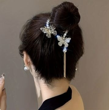 Kristal Taşlı Kelebek Tasarım Toka