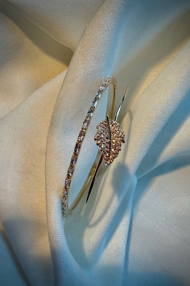 Vintage Yaprak Figürlü Zirkon Taşlı Halka Bileklik